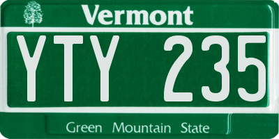 VT license plate YTY235
