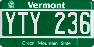 VT license plate YTY236