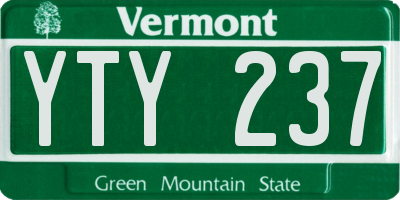 VT license plate YTY237