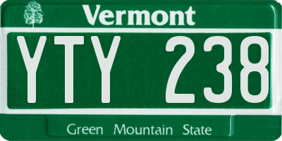 VT license plate YTY238