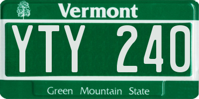 VT license plate YTY240