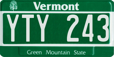 VT license plate YTY243