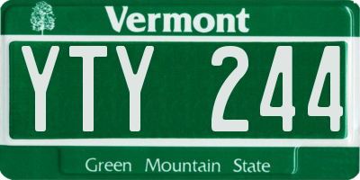 VT license plate YTY244