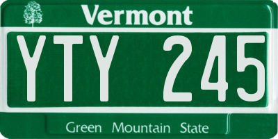 VT license plate YTY245