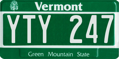 VT license plate YTY247