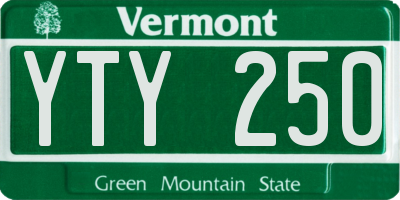 VT license plate YTY250
