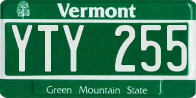 VT license plate YTY255