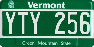 VT license plate YTY256