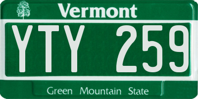VT license plate YTY259