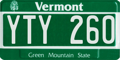 VT license plate YTY260