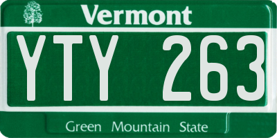 VT license plate YTY263