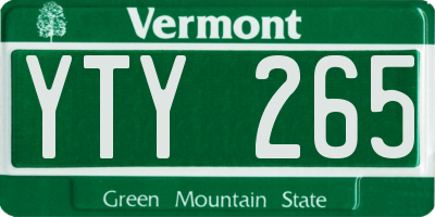 VT license plate YTY265