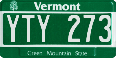 VT license plate YTY273