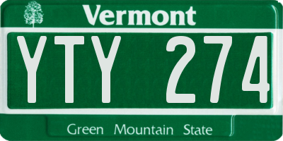 VT license plate YTY274