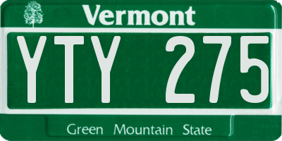 VT license plate YTY275