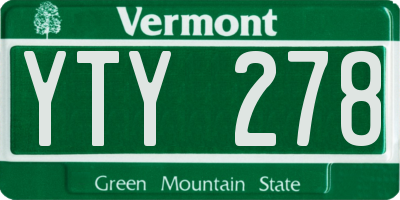 VT license plate YTY278