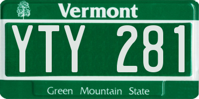 VT license plate YTY281