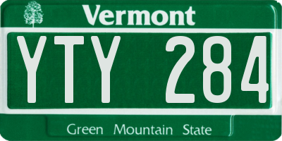 VT license plate YTY284