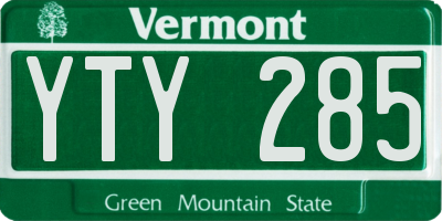 VT license plate YTY285