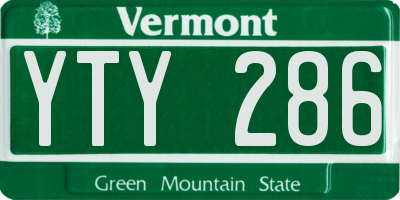 VT license plate YTY286