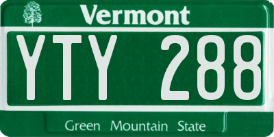 VT license plate YTY288