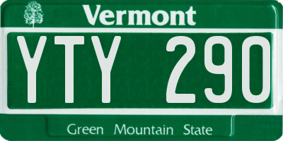 VT license plate YTY290