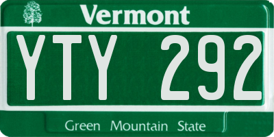 VT license plate YTY292