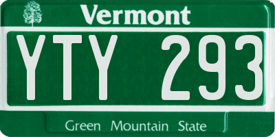 VT license plate YTY293