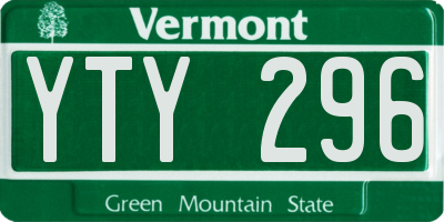 VT license plate YTY296