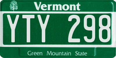 VT license plate YTY298