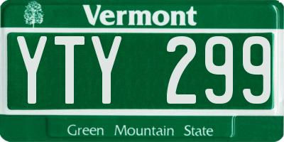 VT license plate YTY299