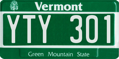 VT license plate YTY301