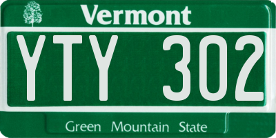 VT license plate YTY302