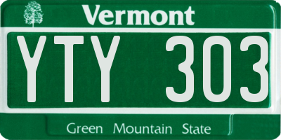 VT license plate YTY303