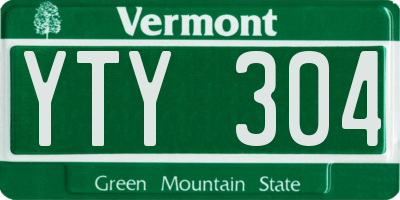 VT license plate YTY304