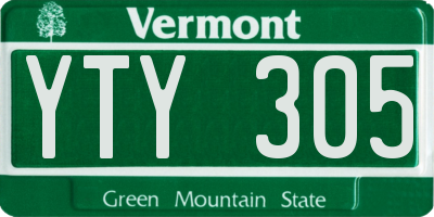 VT license plate YTY305