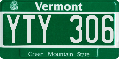 VT license plate YTY306