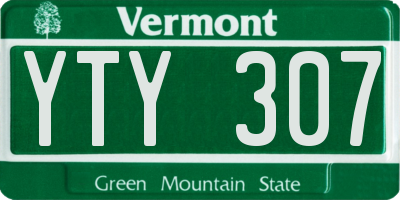 VT license plate YTY307