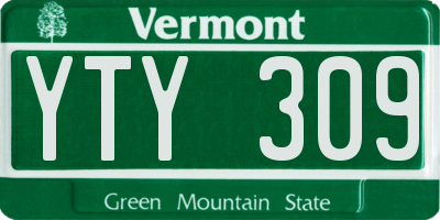 VT license plate YTY309