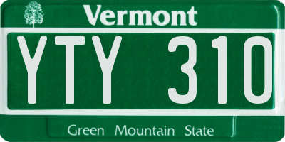 VT license plate YTY310