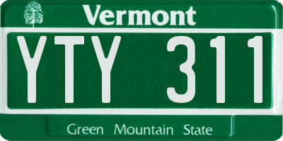 VT license plate YTY311