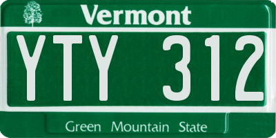 VT license plate YTY312