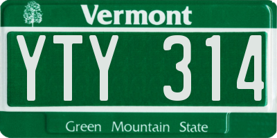 VT license plate YTY314