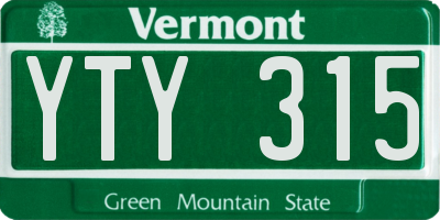 VT license plate YTY315