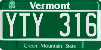 VT license plate YTY316