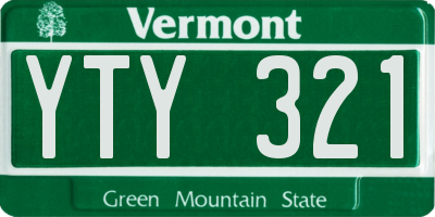 VT license plate YTY321