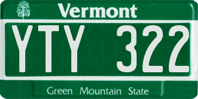 VT license plate YTY322