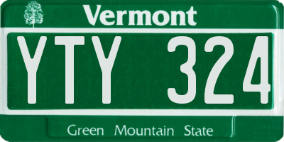 VT license plate YTY324