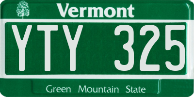 VT license plate YTY325