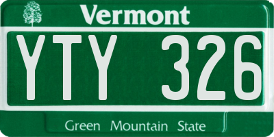 VT license plate YTY326